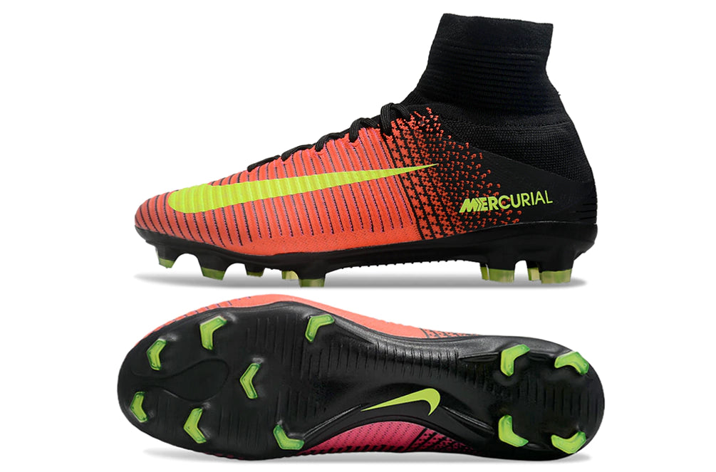 Chuteira Nike Mercurial Superfly 5 Elite Campo - Preto/Laranja/Verde