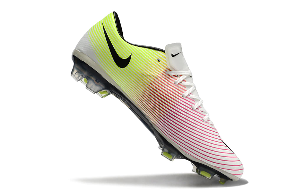 Chuteira Nike Mercurial Vapor 10 FG - Branco/Amarelo/Vermelho