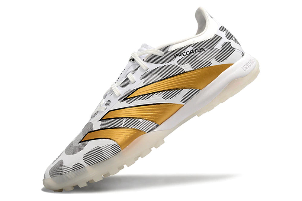 Chuteira Adidas Predator PredStrike Elite Society -Branco/Dourado