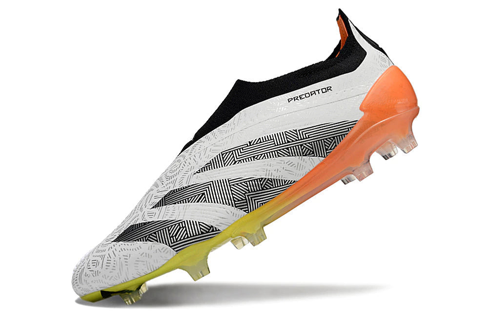 Chuteira Adidas Predstrike Elite Laceless Campo - Branco/Amarelo/Laranja