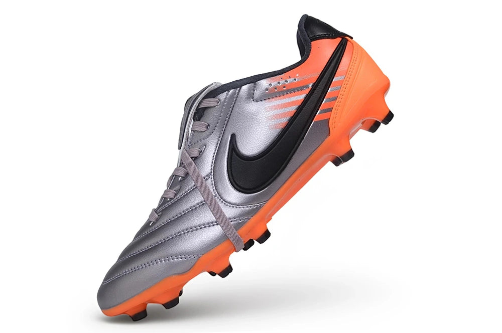 Chuteira Nike Tiempo Ligera Pro FG - Prata/Laranja