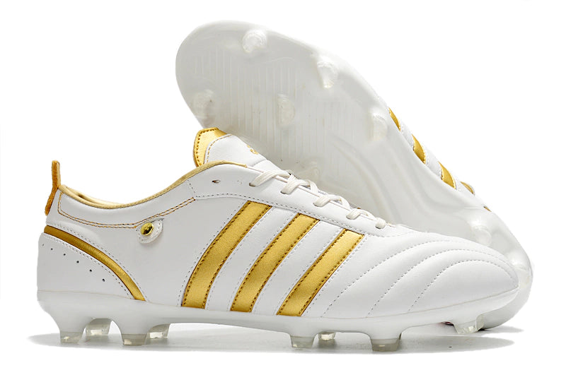 Chuteira Adidas Adipure Campo FG - Branco/Dourado
