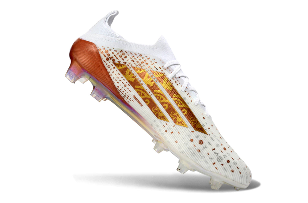 Chuteira Adidas F50 X Campo - Branco/Dourado