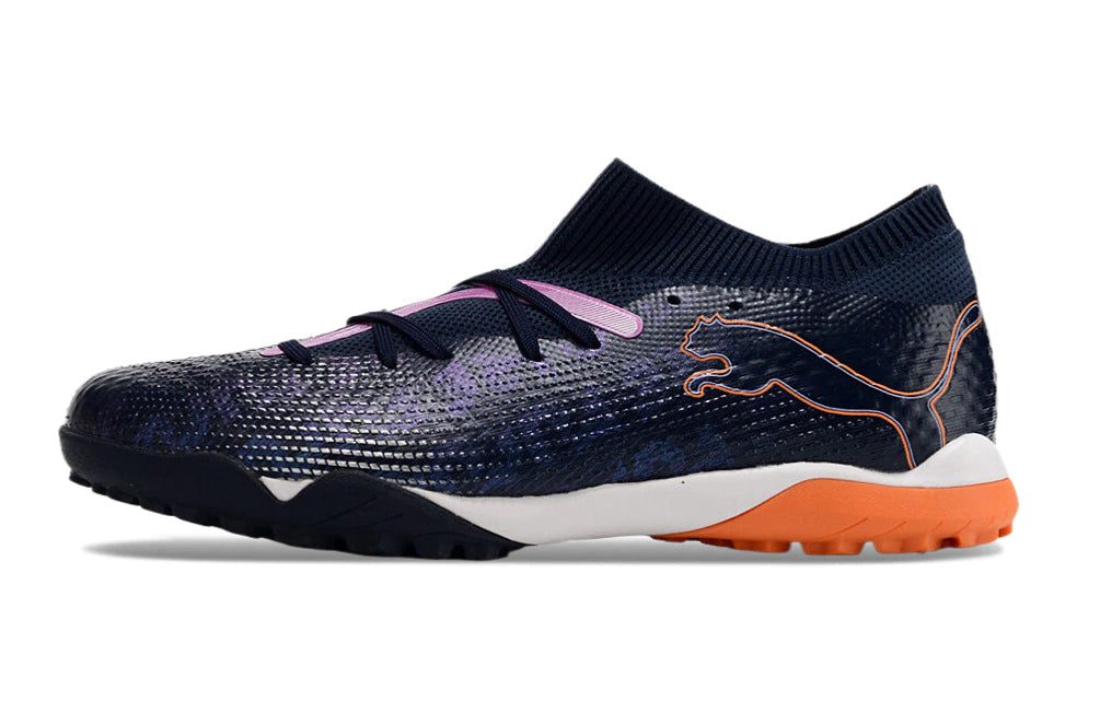 Chuteira Puma Future 7 Match Society - Preto/Laranja/Preto