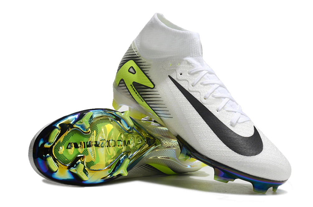 Chuteira Nike Air Zoom Mercurial Superfly 10 Elite Campo - Branco/Verde/Preto