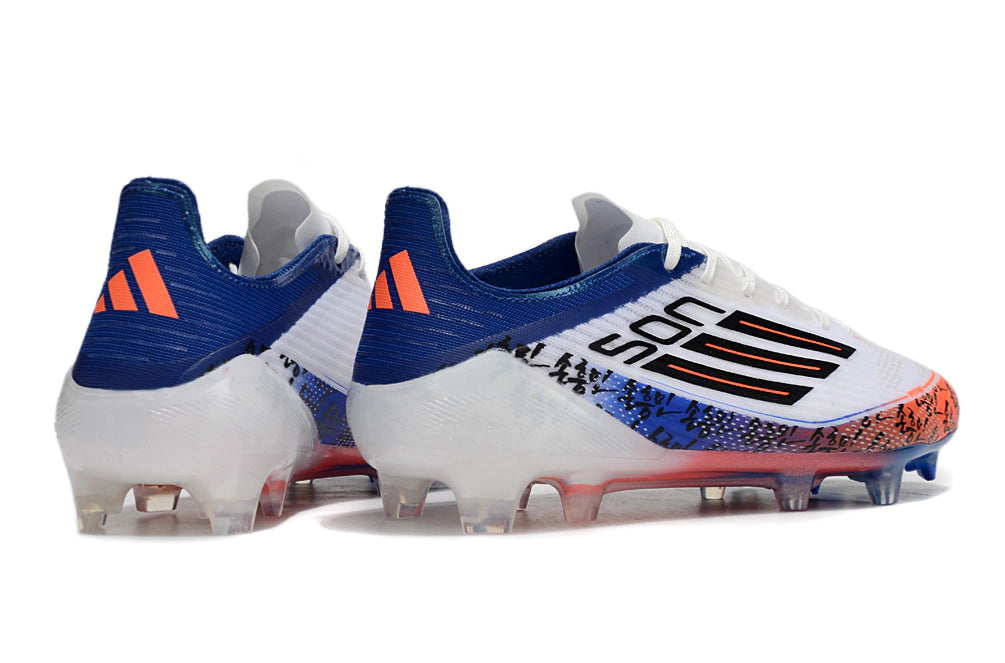 Chuteira Adidas F50 X Campo - Branco/Azul/Laranja