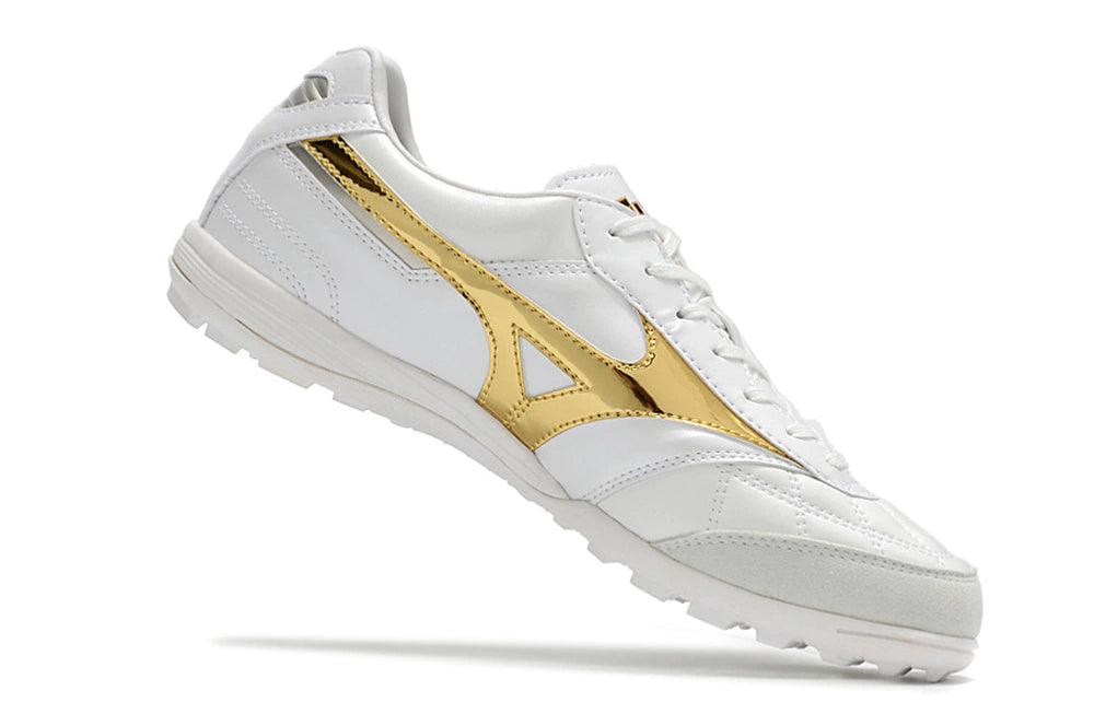 Chuteira Miuzno Morelia Neo Sala Society - Branco/Dourado