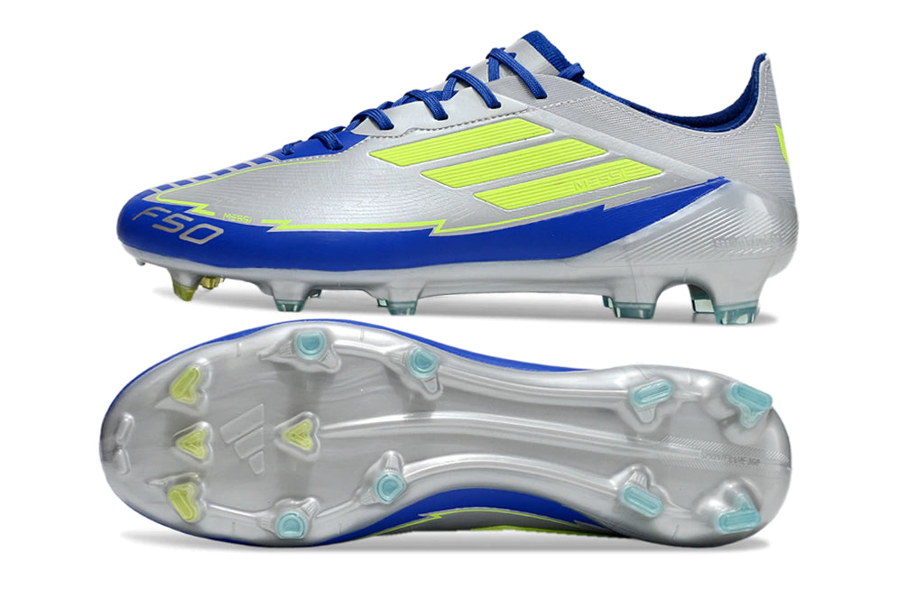 Chuteira Adidas F50 X Campo - Prata/Azul/Verde