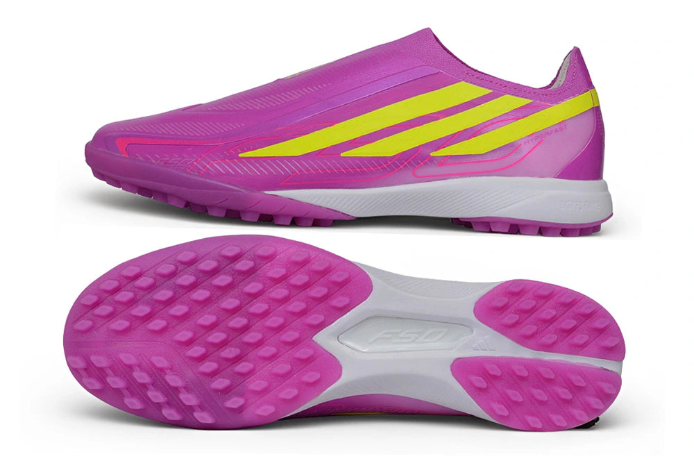 Chuteira Adidas F50 Hyperfast Laceless TF - Rosa