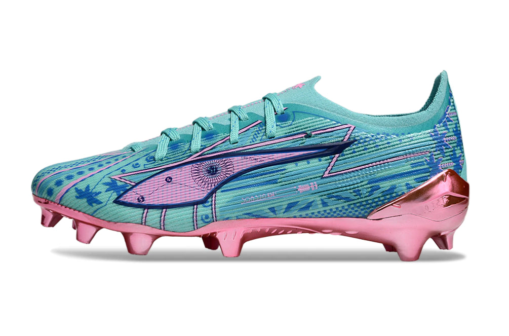Chuteira Puma Ultra 5 Campo FG - Azul/Rosa
