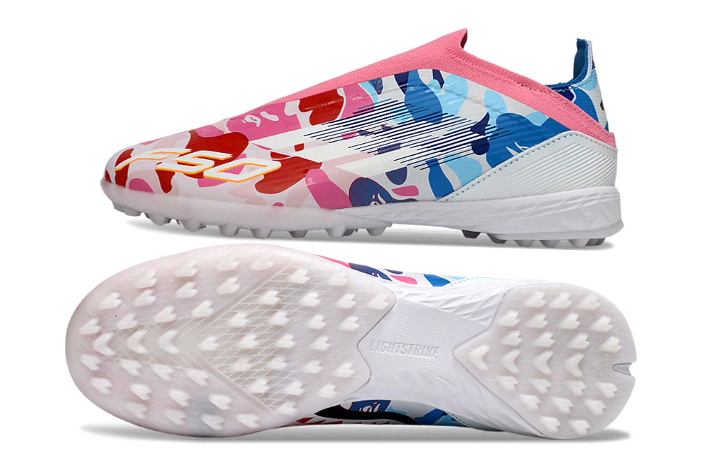 Chuteira Adidas F50 League Society - Branco/Rosa