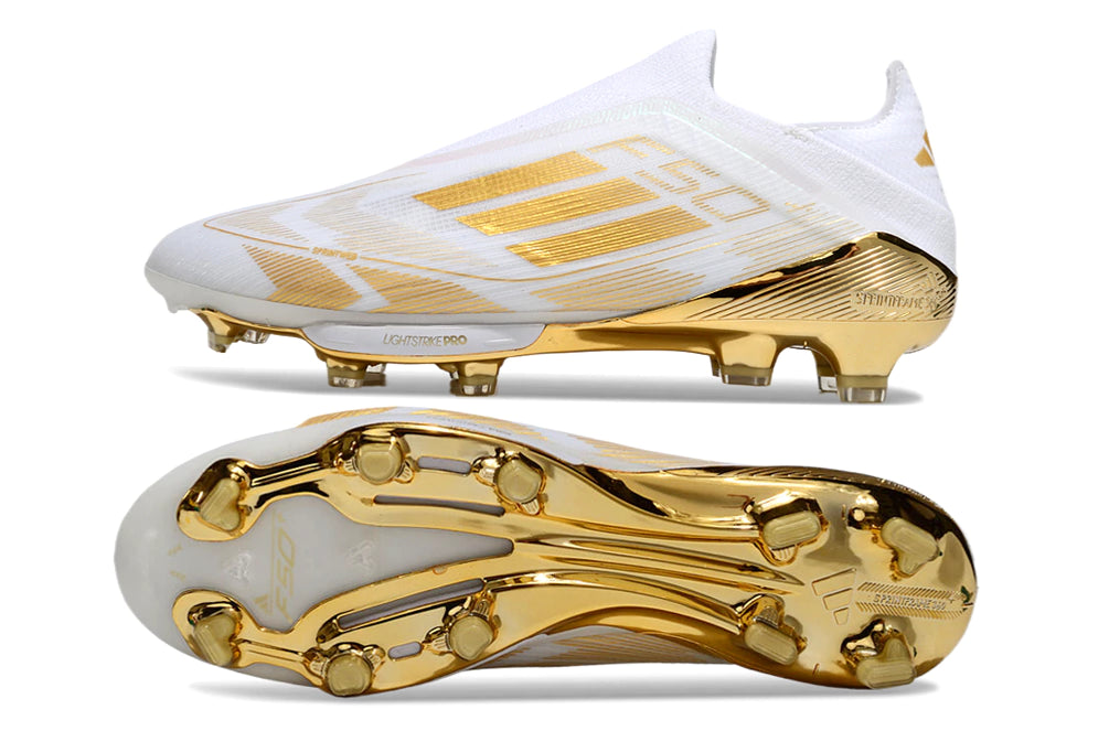 Chuteira Adidas F50+ Elite Campo - Branco/Dourado