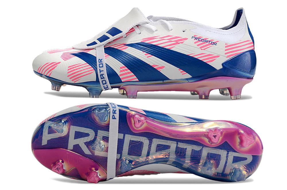 Chuteira Adidas Predstrike Elite Campo - Branco/Azul/Rosa