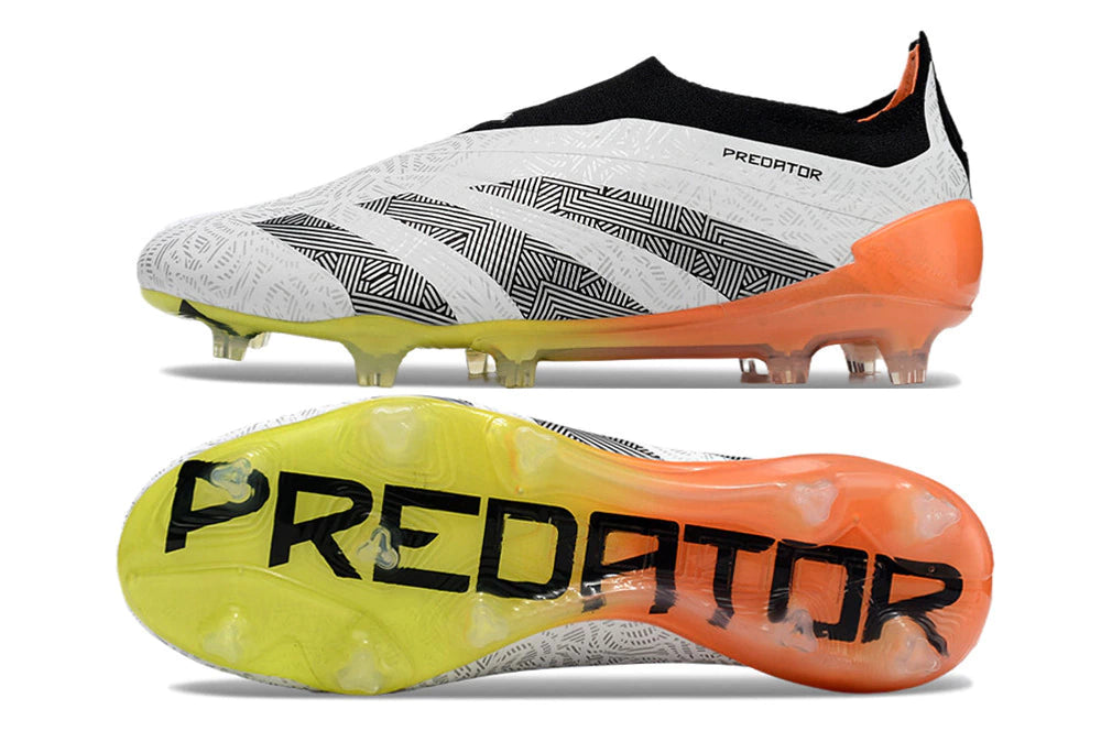 Chuteira Adidas Predstrike Elite Laceless Campo - Branco/Amarelo/Laranja