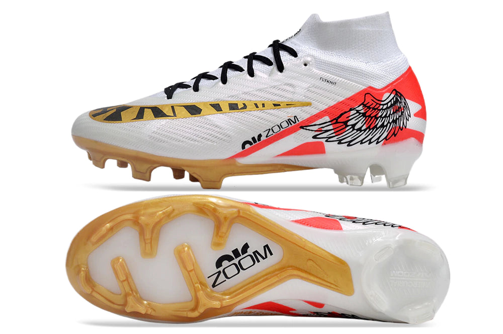 Chuteira Nike Air Zoom Mercurial Superfly 9 Elite Campo - Branco/Vermelho