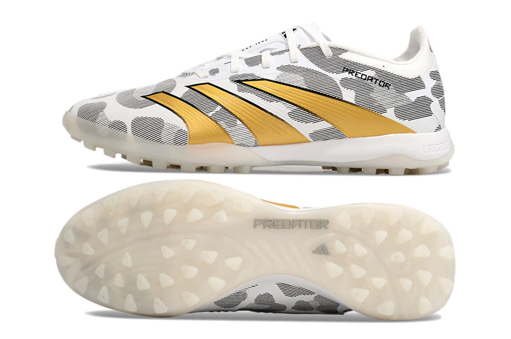 Chuteira Adidas Predator PredStrike Elite Society -Branco/Dourado