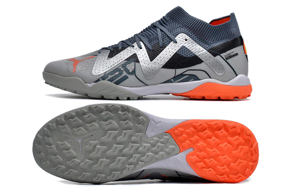 Chuteira Puma Future Match Society TF - Cinza/Laranja