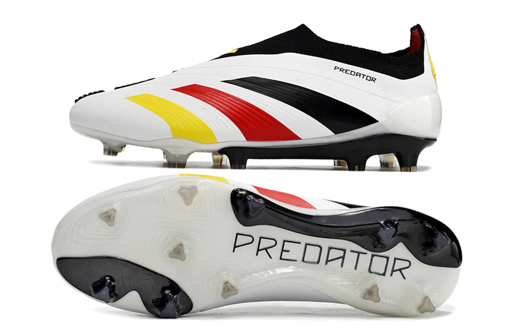 Chuteira Adidas Predstrike Elite Laceless Campo - Branco/Amarelo/Vermelho