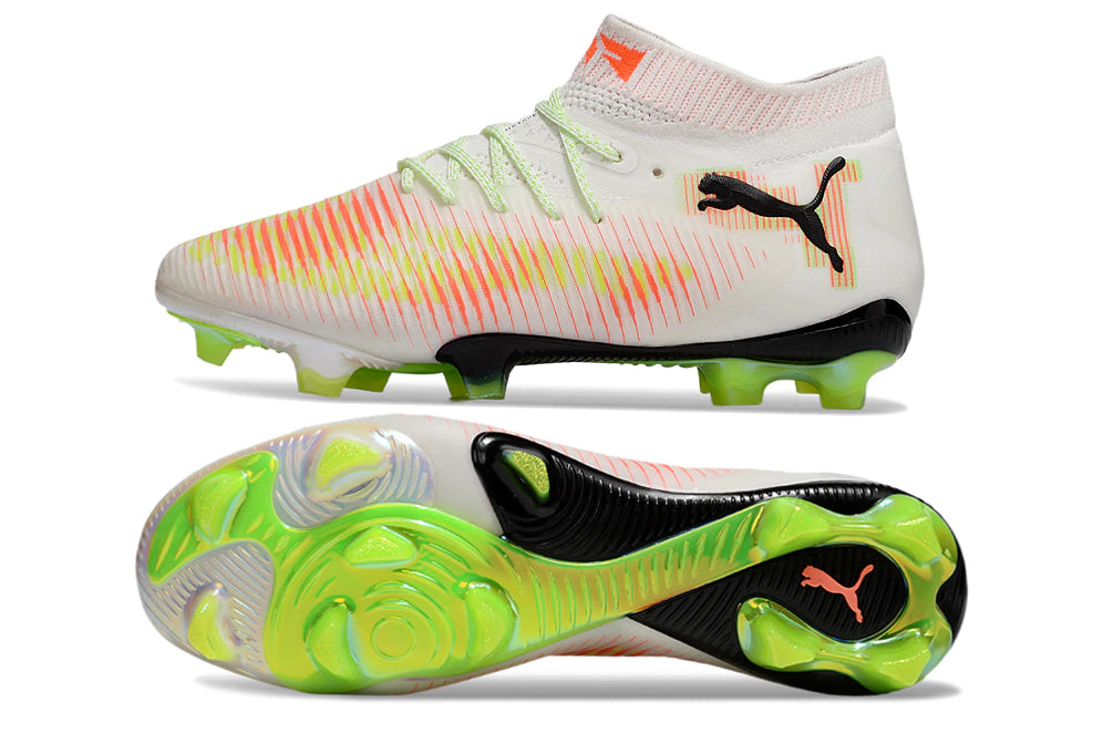 Chuteira Puma Future 8 Ultimate Botinha Campo FG - Branco/Verde/Preto