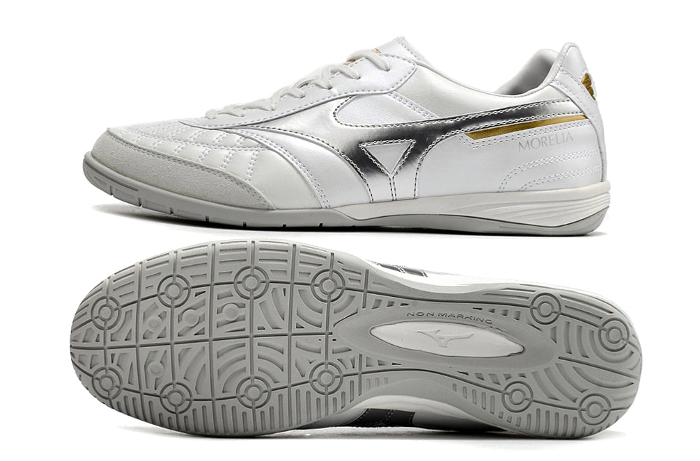 Chuteira Mizuno Morelia Sala Futsal - Branco/Prata