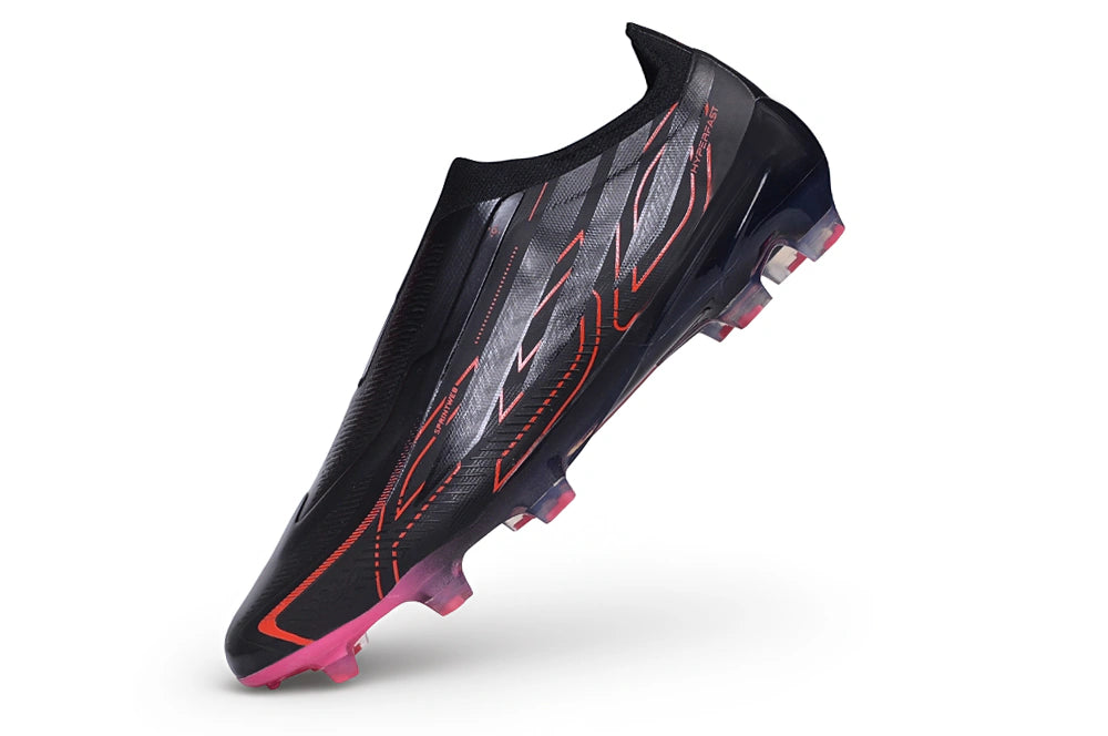 Chuteira Adidas F50 Hyperfast Laceless FG - Preto/Vermelho