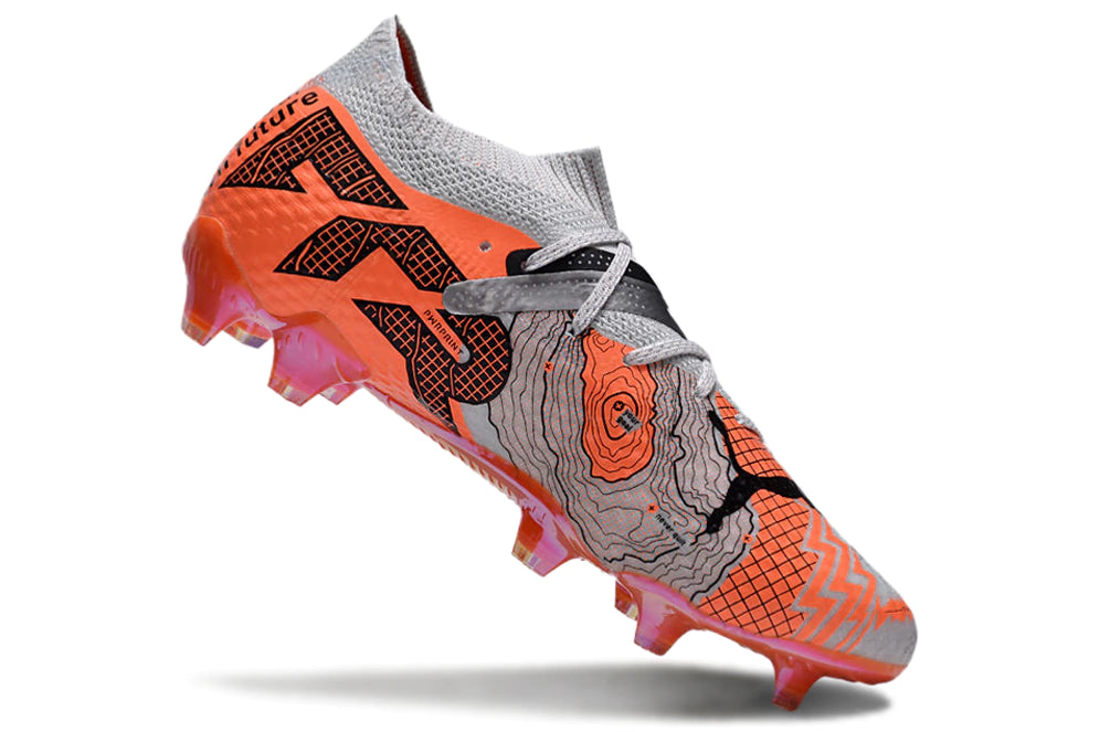 Chuteira Puma Future 7 Ultimate Campo FG - Prata/Laranja/Preto
