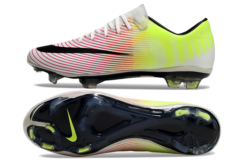 Chuteira Nike Mercurial Vapor 10 FG - Branco/Amarelo/Vermelho