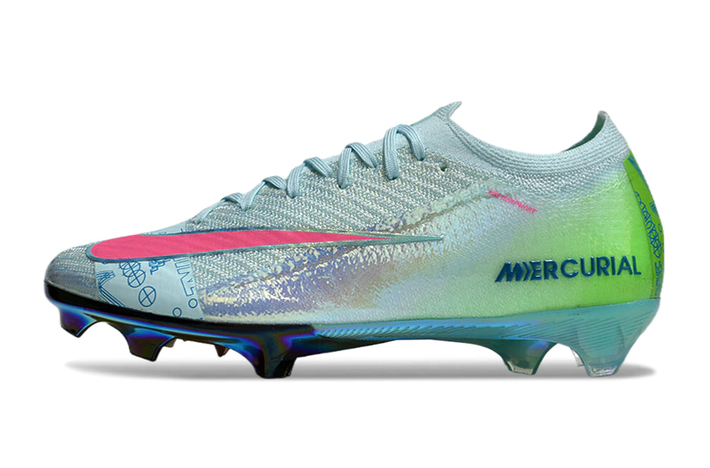 Chuteira Nike Air Zoom Mercurial Vapor 16 Elite FG - Azul/Verde/Rosa
