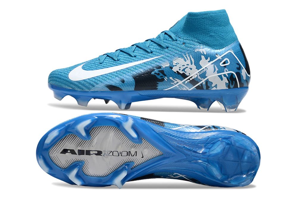 Chuteira Nike Air Zoom Mercurial Superfly 10 Elite Campo - Azul/Branco