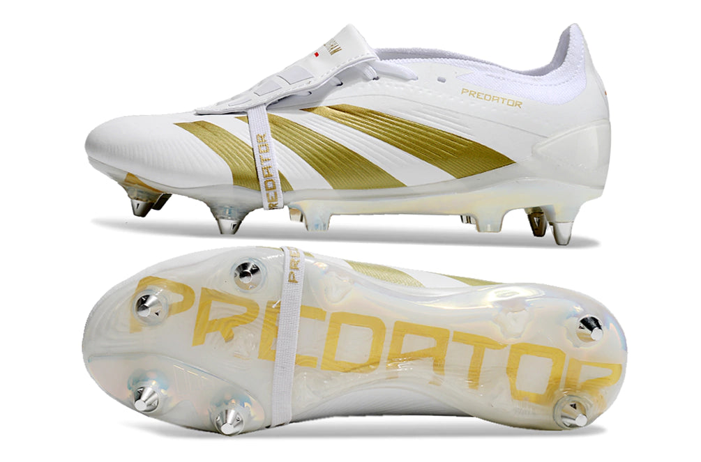 Chuteira Adidas Predator Elite Campo SG FG - Branco/Dourado