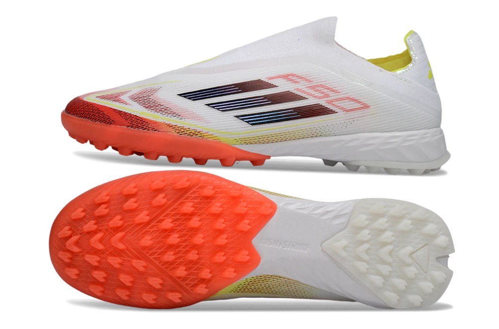 Chuteira Adidas F50 Pro Laceless Society - Branco/Laranja