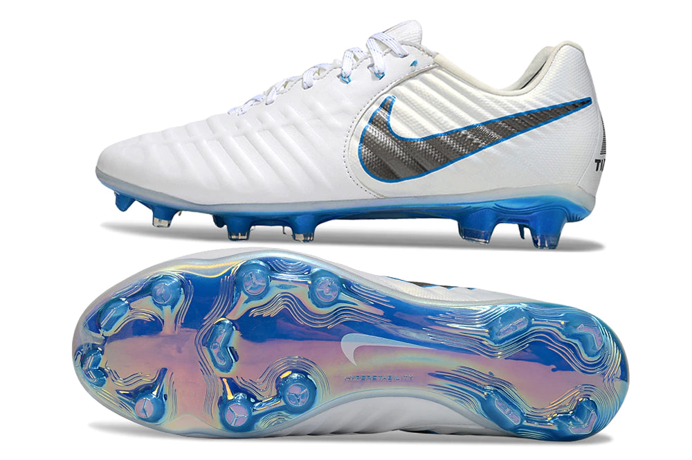 Chuteira Nike Tiempo Legend 7 Elite FG - Branco/Azul