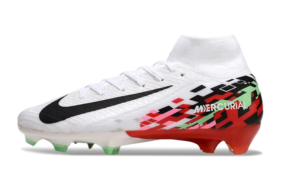 Chuteira Nike Air Zoom Mercurial Superfly 10 Elite Campo - Branco/Vermelho/Preto