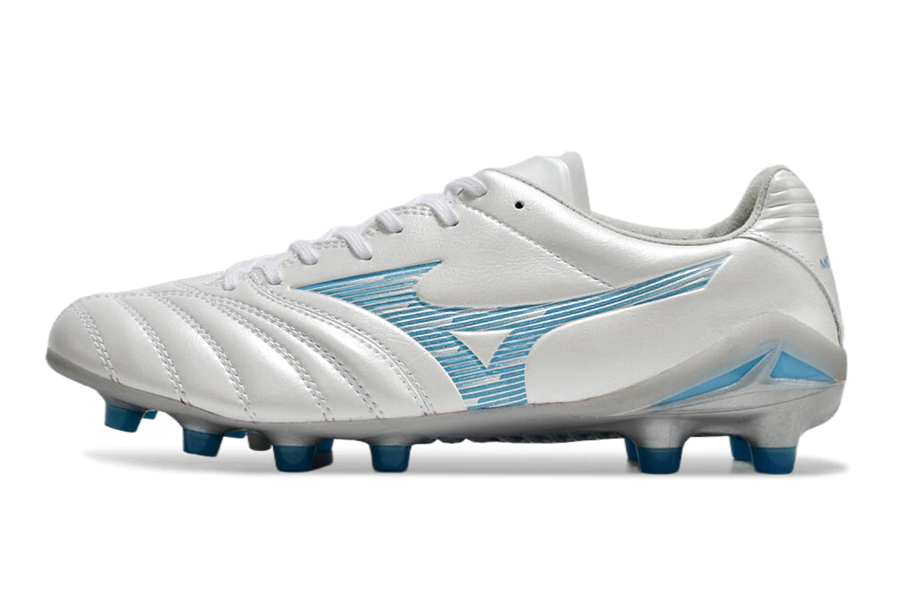 Chuteira Mizuno Morelia Neo 4 Campo - Branco/Azul/Cinza