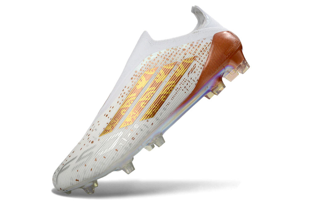 Chuteira Adidas F50 X Laceless Campo - Branco/Dourado