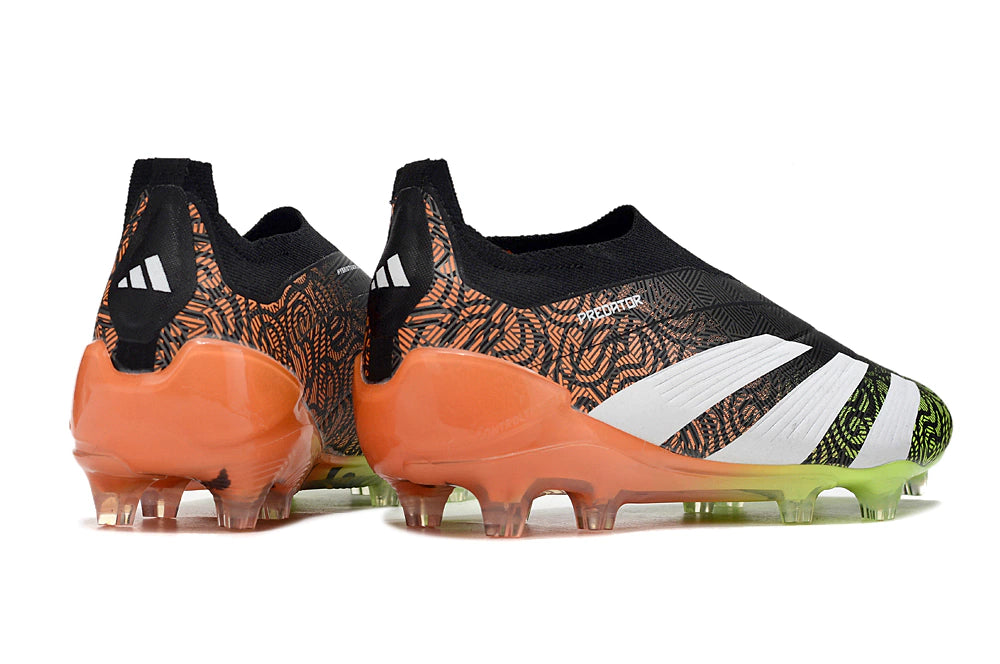 Chuteira Adidas Predstrike Elite Laceless Campo - Preto/Verde/Laranja