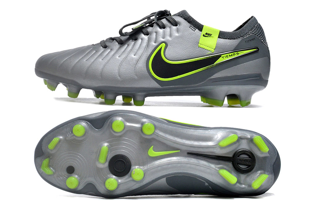 Chuteira Nike Tiempo 10 Elite Campo FG - Cinza/Verde