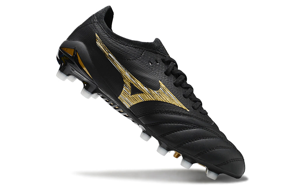 Chuteira Mizuno Morelia Neo 4 Campo - Preto/Dourado
