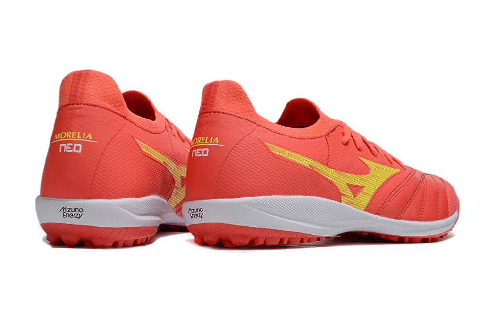 Chuteira Miuzno Morelia Neo Sala β Society - Laranja/Branco/Amarelo