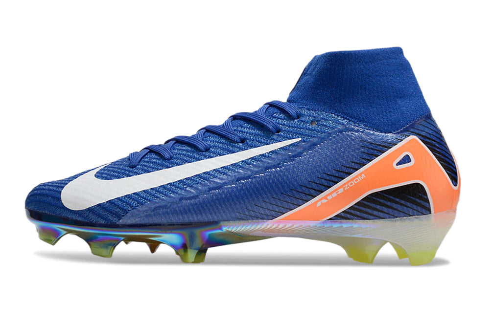 Chuteira Nike Air Zoom Mercurial Superfly 10 Elite Campo - Azul/Laranja/Branco