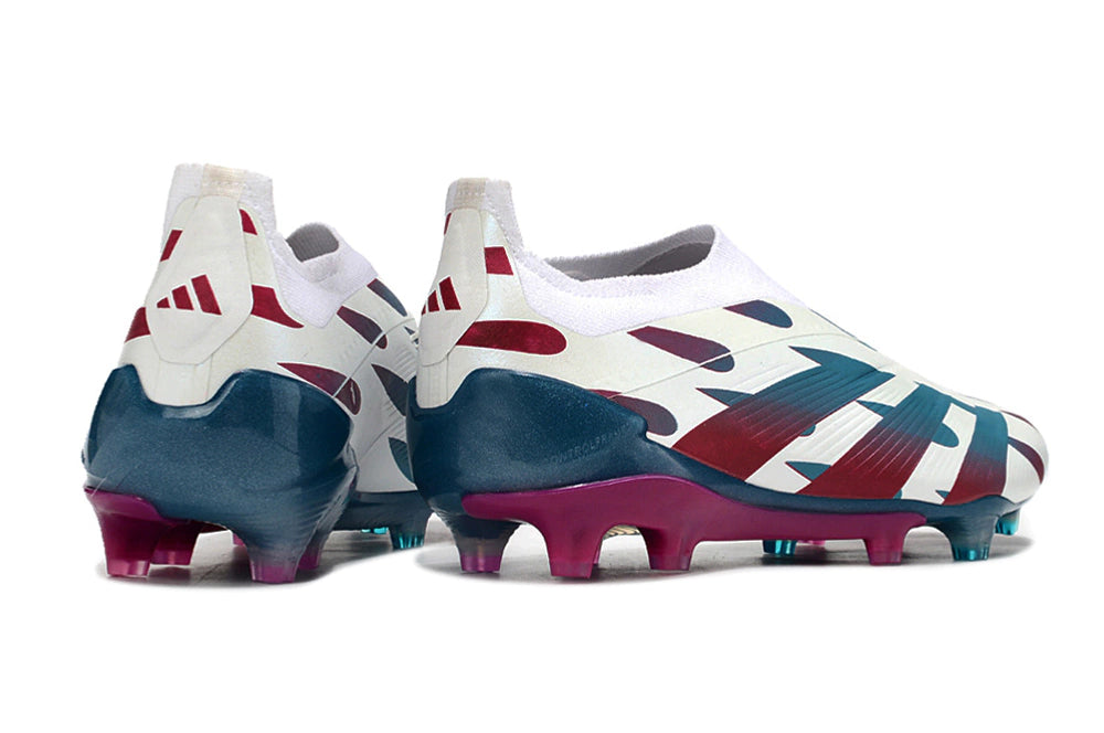 Chuteira Adidas Predstrike Elite Laceless Campo - Branco/Azul/Roxo
