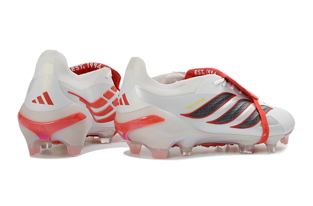 Chuteira Adidas Predator Tongue 26 Elite FG - Branco/Vermelho