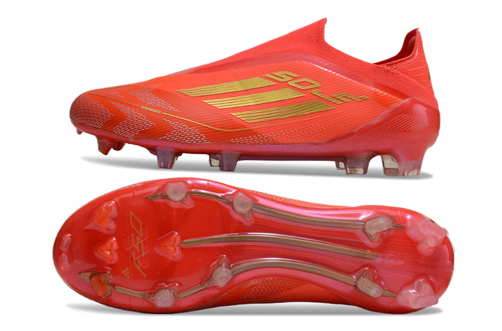 Chuteira Adidas F50 X Laceless Campo - Vermelho/Dourado