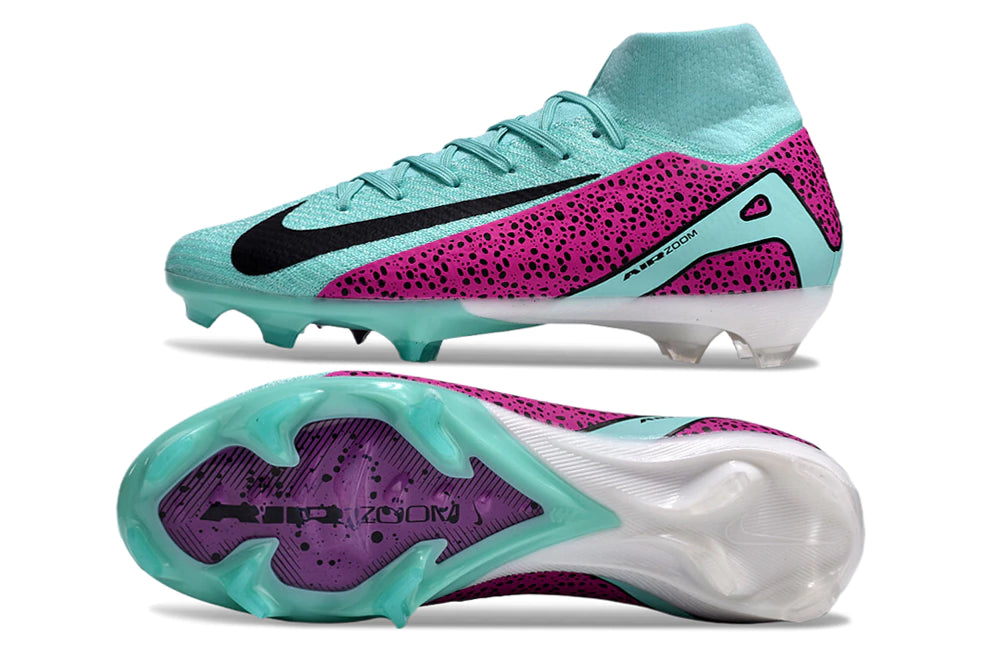 Chuteira Nike Air Zoom Mercurial Superfly 10 Elite Campo - Azul/Rosa/Preto