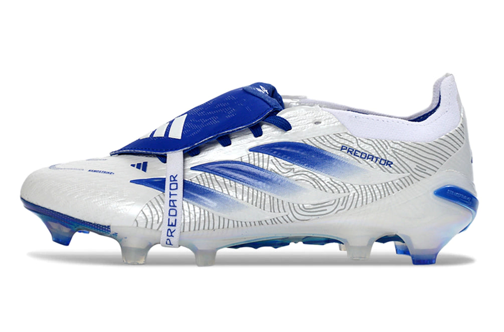 Chuteira Adidas Predator Tongue 26 Elite FG - Branco/Azul