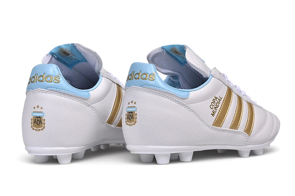Chuteira Adidas Mundial Campo FG - Branco/Dourada