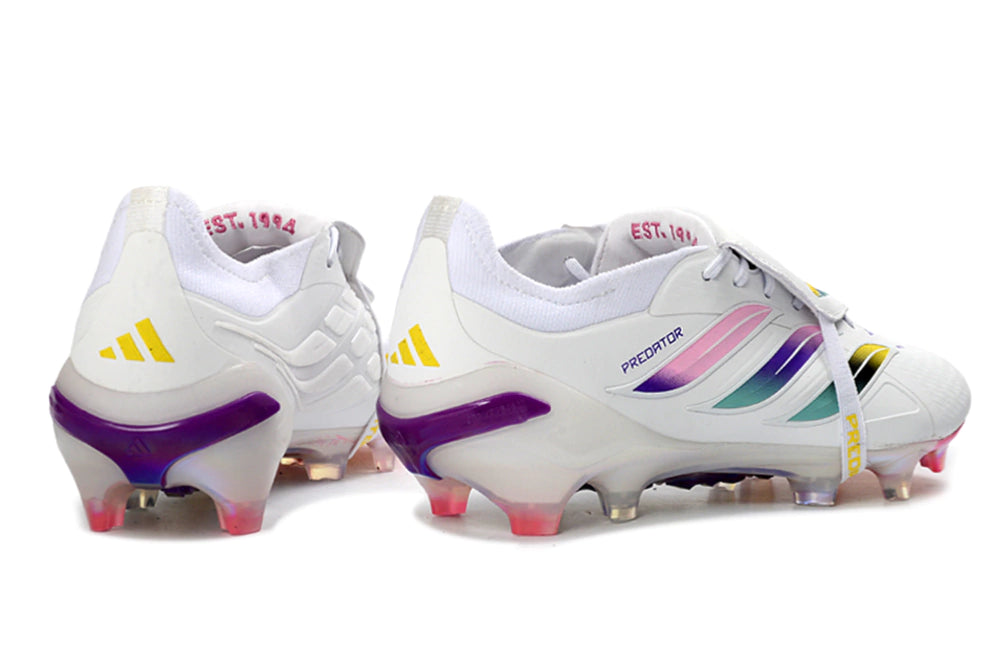 Chuteira Adidas Predator Tongue 26 Elite FG - Branco/Rosa