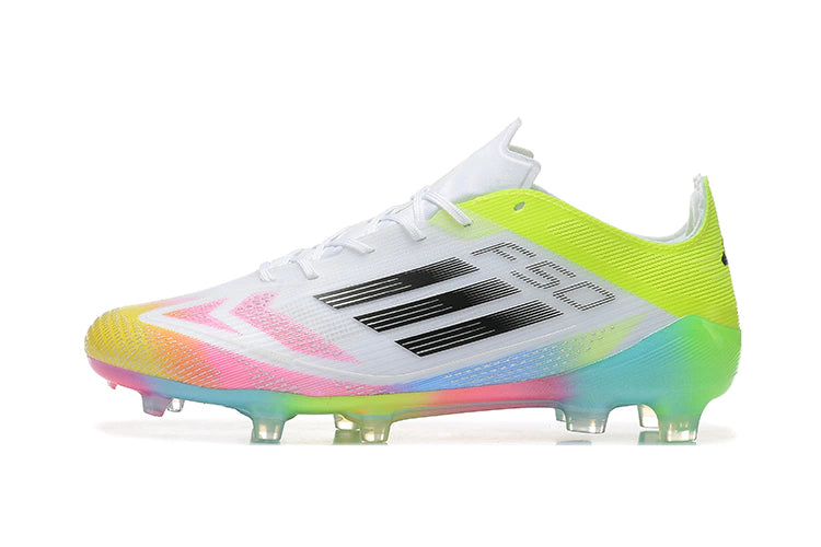 Chuteira Adidas F50 X Campo - Branco/Azul/Verde/Rosa