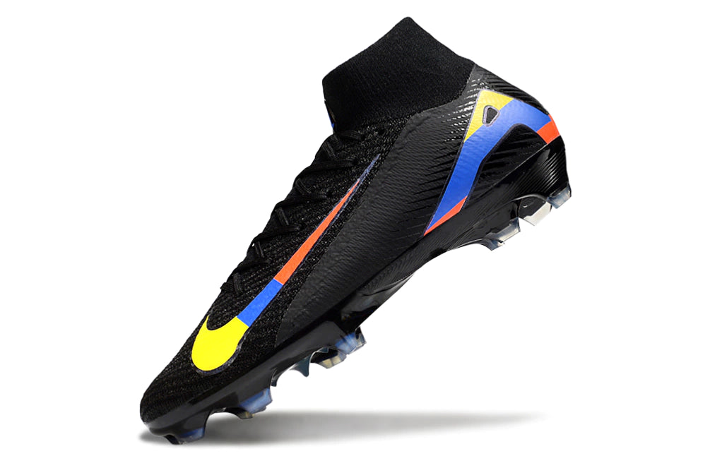 Chuteira Nike Air Zoom Mercurial Superfly 10 Elite Campo - Preto/Amarelo/Azul/Vermelho