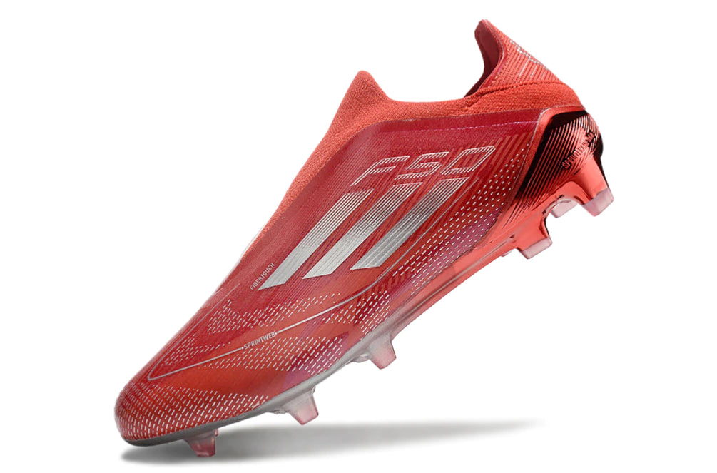 Chuteira Adidas F50 X Laceless Campo - Prata/Vermelho